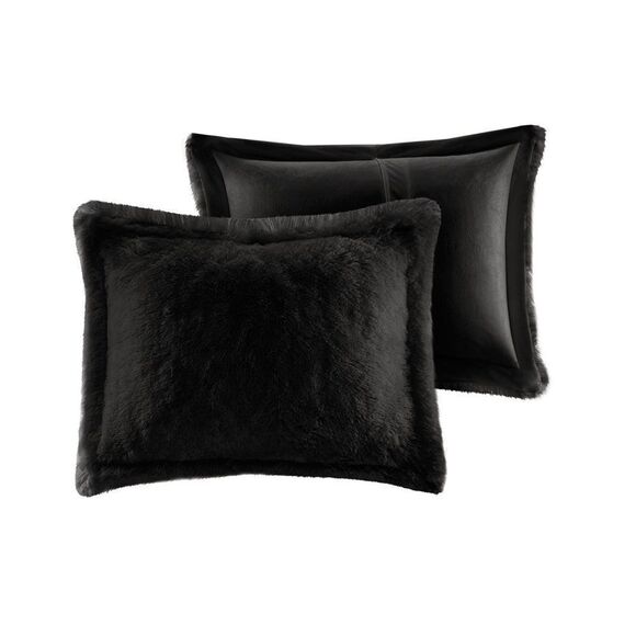 Intelligent Design - Malea Shaggy Faux-Fur Duvet Cover Sets - Black - Picture 6 of 10